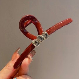 Luxurious Early Spring Angora Red Large Hair Clip for Women Shark Fin Champagne 5ea