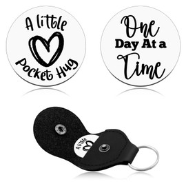 Heigebi Sobriety Gifts for Women Men Pocket Hug Token Recovery Gifts for Friend Anxiety Relief Stress Relaxation AA NA Addiction Recovery Affirmation Keychain Graduation Birthday Present