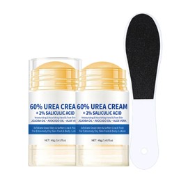 2PCS Cracked Heel Repair Cream & Foot File,60% Urea Foot Cream with Salicylic Acid,Urea Cream 60 Percent for Feet,High Content Urea Creams,Foot Creams for Cracked Heels and Dry Skin,Foot Moisturiser