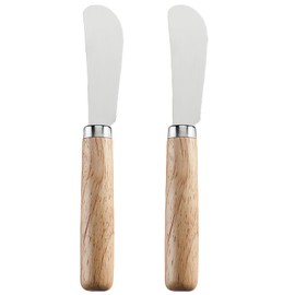 LacusMare Butter Knives Set of 2, Oak Handle, Durable Stainless Steel Blade, Butter Knife for Smooth Spreading Butter Cream Cheese Jam, Ideal for Bagels, Sandwiches, Butter Knife Spreader 6 Inches