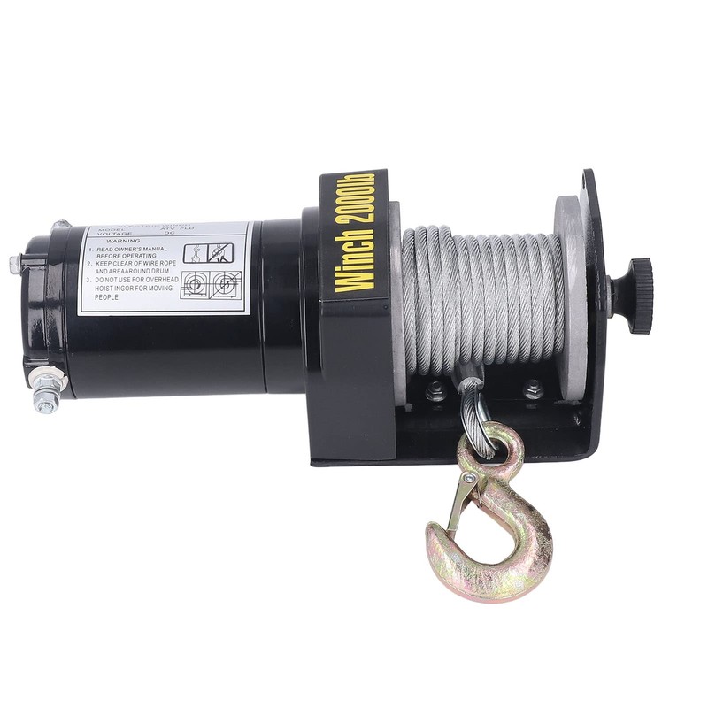 Electric Winch, 24V 2000LBS Load Capacity Electric Steel Cable ATV