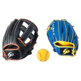 GP (ジーピー) 親子 キャッチボール グローブセット (大人用 11.5インチ黒 / 子供用9インチ青 / やわらかボール付) (大人-右投げ 子供-左投げ) 36420