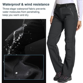 Jessie Kidden Women's Waterproof Pants Hiking Ski Snow Fish Fleece Lined Insulated Outdoor Golf Travel Pant (801F Grey 4)