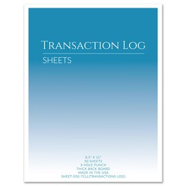 BookFactory Transaction Sheets/Transactions Paper/Ledger Loose Sheets of Paper/Register - 50 Sheets of Paper, 8.5" x 11", 3 Hole Punched Loose Leaf Sheets (SHEET-050-7CLL(Transactions-Log)-BX)