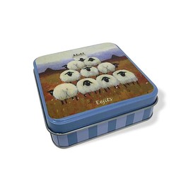 Thomas Joseph Sweets Tin Fudge Reusable Box Irish Fudge 3.52 Oz Sweets Sheep Design Ireland 4 x 4 x 1.5 (Eejits Tin)