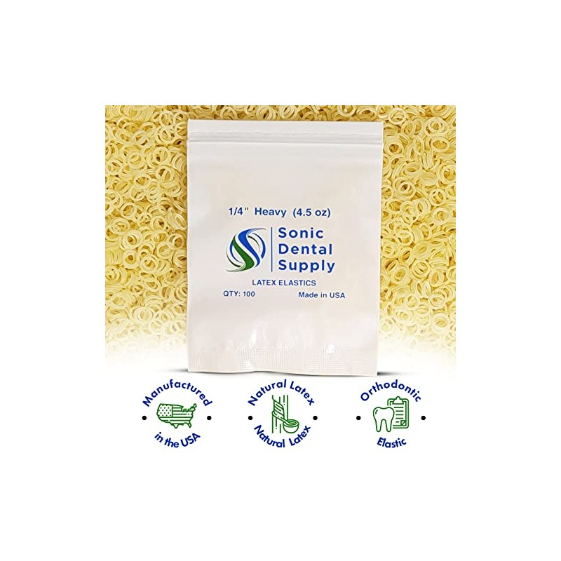 1/4 Inch Orthodontic Elastic Rubber Bands - 100 Pack -