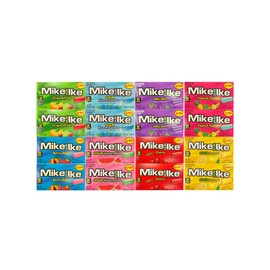 Variety Pack Mike and Ike Candy 16 Pack Assortment, 0.78 oz Each, 2 Each of 8 Flavors, Party Favors, Gift Bag, Snacks for Kids and Adults, Includes Blue Paper Treat Bag, Bulk Candy Pack