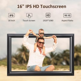 16 Inch Large Digital Picture Frame, Canupdog WiFi Digital Photo Frame with 1920 * 1080 IPS Touchscreen, 32GB Storage, Auto-Rotate, Wall Mountable, Easy Setup, Slideshow Photos and Videos
