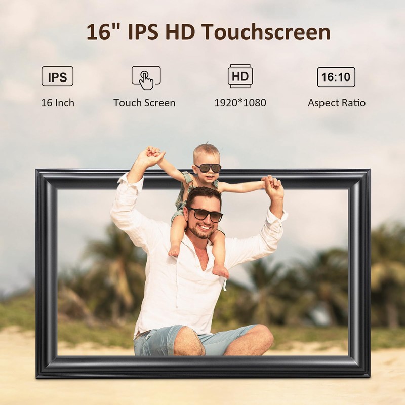 16 Inch Large Digital Picture Frame, Canupdog WiFi Digital Photo