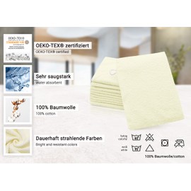 ZOLLNER 10er Set Waschhandschuhe in 16x21 cm - saugstarke und weiche Waschlappen in beige - mit praktischem Aufhänger - waschbar bis 60°C - Baumwolle - Hotelqualität