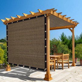 Amagenix 90% Shade Fabric 8'X 24' Mocha Sun Shade Cloth with Brass Grommets for Pergola Replacement Shade Cover Canopy, Heavy Duty, Cable Zip Ties Included (We Customized)