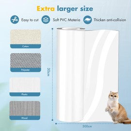 Lovcoyo Scratch Protection Cat Tape, 30 cm x 3 m Anti Scratch Film for Cats, Scratch Protection Sofa Cat Pad, Cat Scratch Protection Film, Scratch-Resistant Protective Film for Sofa, Wall, Door and