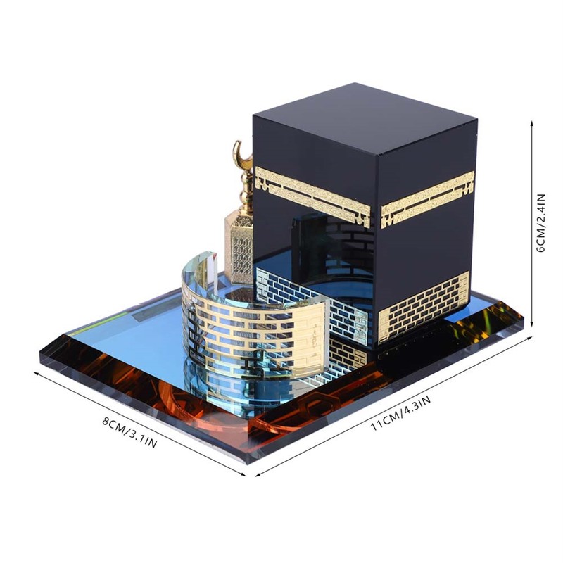 Muslim Crystal Gilded Kaaba Three Piece Model Islamic Building Handicrafts