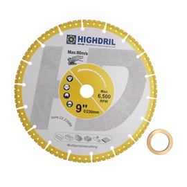 HIGHDRIL Diamond Metal Cutting Blade - 230mm/ 9inch Heavy Duty All-Purpose Cutting Disc for Rebar Sheet Metal Angle Iron Stainless Steel Granite Marble