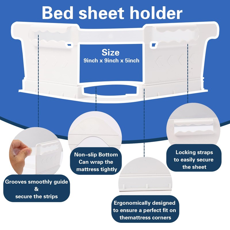DIFENLUN 4-Piece Sheet Keeper, Keeper Keeps Sheets Tight, no More