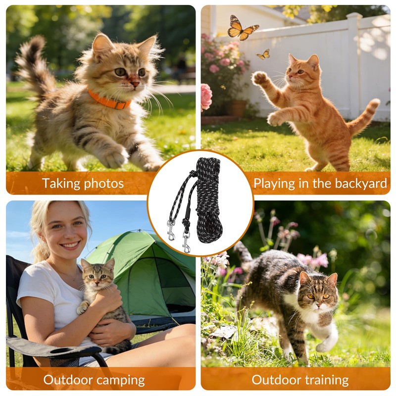 30FT Reflective Cat Leash,Escape Proof Long Training Lead for Cats