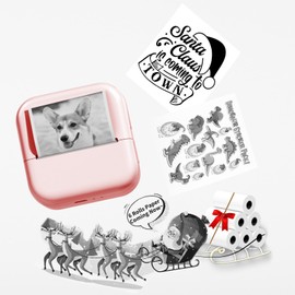 M02L Bluetooth Label Maker - Mini Thermal Printer with 6 Rolls Non-Adhesive Paper (2in*21.3ft/Roll), Inkless Pocket Printer for iOS& Android, Portable Print Pods for DIY,Notes, Receipts, Photos, Pink