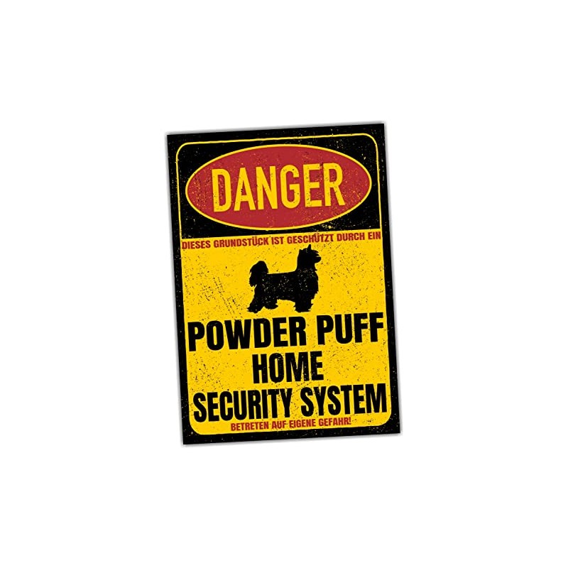 Powder Puff Danger Security System Door Sign Dog Sign Warning