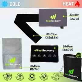 Cooling Pads Gel for Back (28 x 17 cm) - Cold Warm Compress Set with Fixation Band for Back Pain, Osteoarthritis, Lumbago - Cold Pack Gel for Cold Therapy with Cover and Velcro Bandage