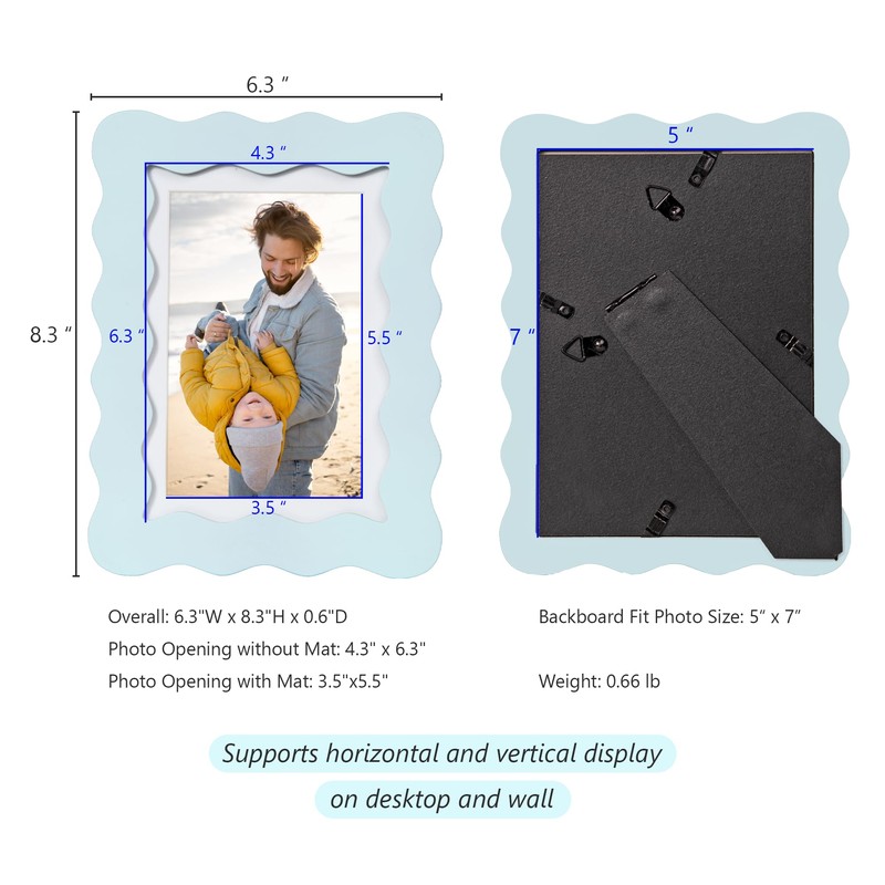 5x7 Cute Picture Frame, Wavy Curved Photo Frame with 4x6