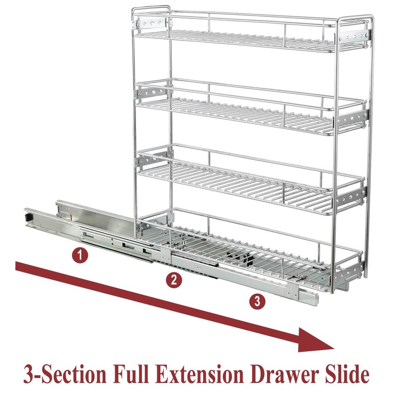 OCG 4-Tier Pull Out Kitchen Cabinet Spice Rack Holder Shelves