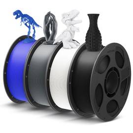 ANYCUBIC PLA Plus (PLA+), 3D Printer Filament 1.75mm Bundle, High Toughness, Dimensional Accuracy +/- 0.02mm, Print with Most FDM 3D Printers, 4 Pack 1KG Reusable Spool, Gray, Black, White, Blue