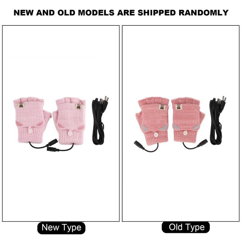USB Heated Gloves Mitten Men Women Winter Knitted Fingerless Hand