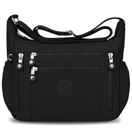 LUROON Women's Handbag Medium Waterproof Nylon Shoulder Bag Women's Medium Size with Adjustable Wide Shoulder Strap Lightweight Shoulder Bag Casual Crossbody Bag Women's Large with Many Compartments