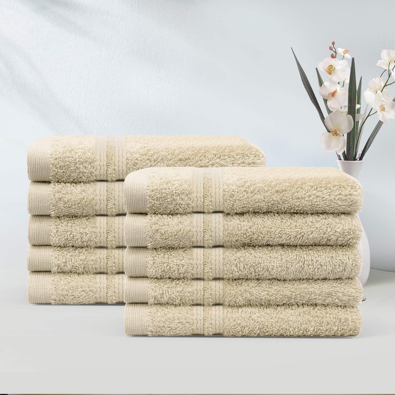 LINENOVA 100% Cotton Face Washer Towel (10 Pack) - Ultra-Soft,