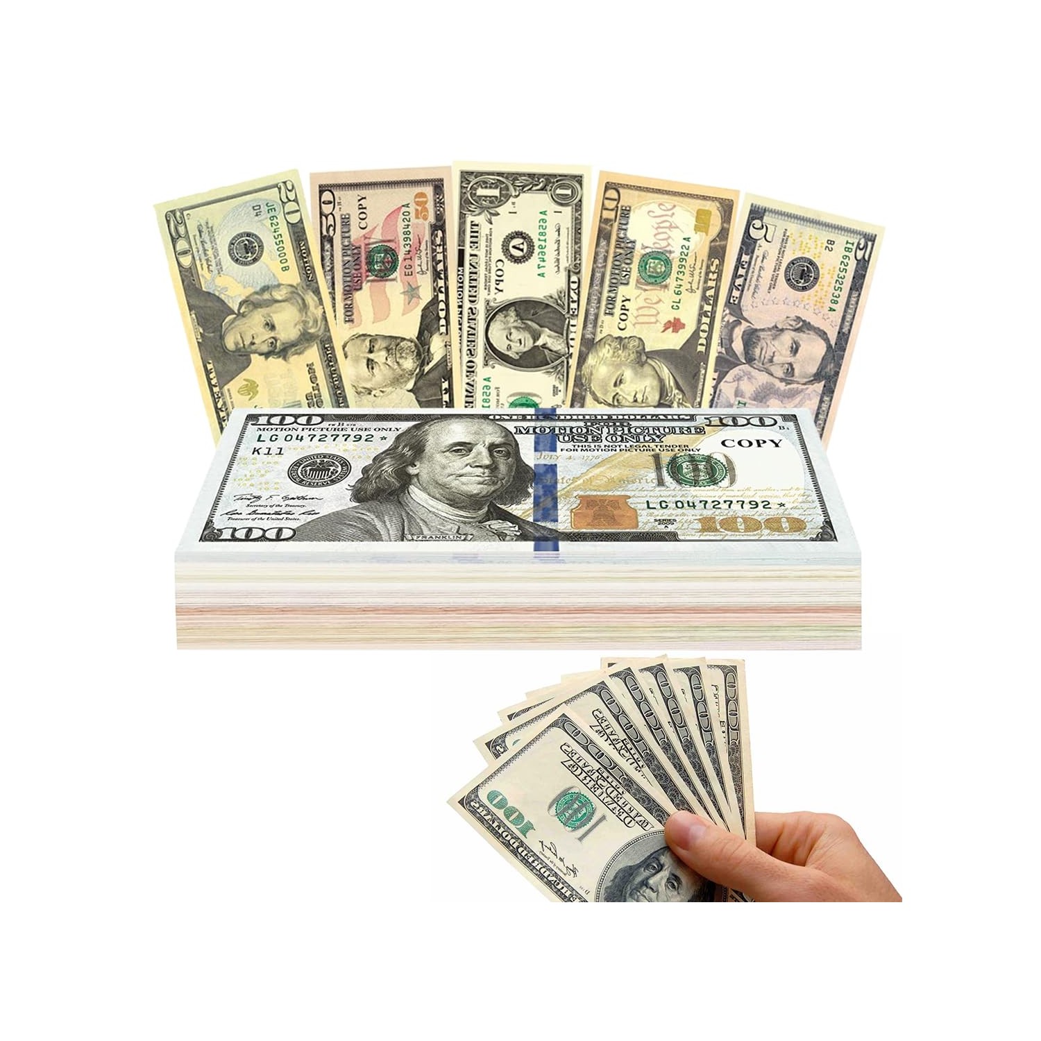 Play Money Dollar Bill, 180 Sheets Banknotes, Dollar Notes, Including 1 ...