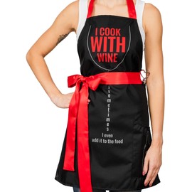 diVinto Woman Cooking Apron with Stopper and Pockets, BBQ apron, Funny Gift for Women and Wine Lover
