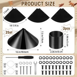 Shimeyao 2 Set 19 Inch Squirrel Baffle for Bird Feeder Pole with Squirrel Proof Spring Metal Coil Guard Device Cone Barrier for Outdoor Shepherd Hooks Bird House Black