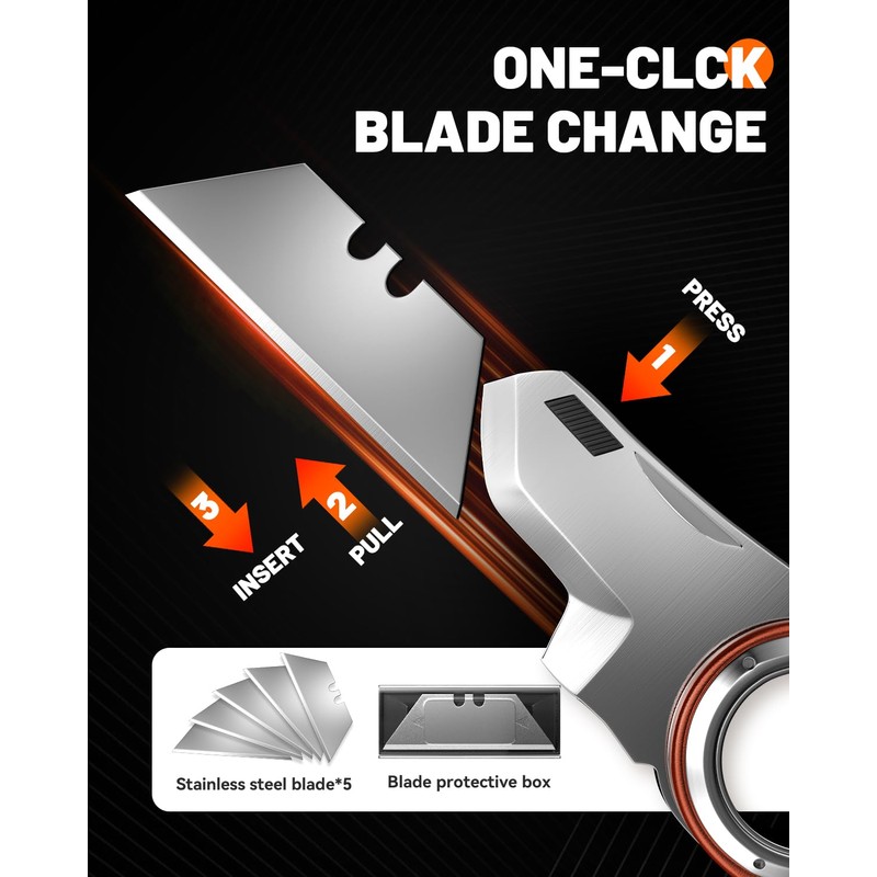 Folding Utility Knife Pocket Knife, Heavy-Duty Box Cutter with Anti