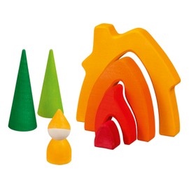 Goki 58427 7-Piece Wooden Garden Gnome 14.6 x 2.2 x 13.9 cm