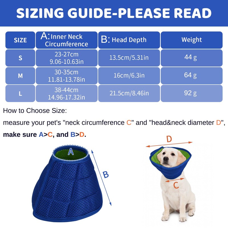 kissral Collar for Dogs, Adjustable Protective Collar, Lightweight Cone Collars,