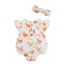 Mud Pie Baby Floral Chicken Bubble; 6-9 Months