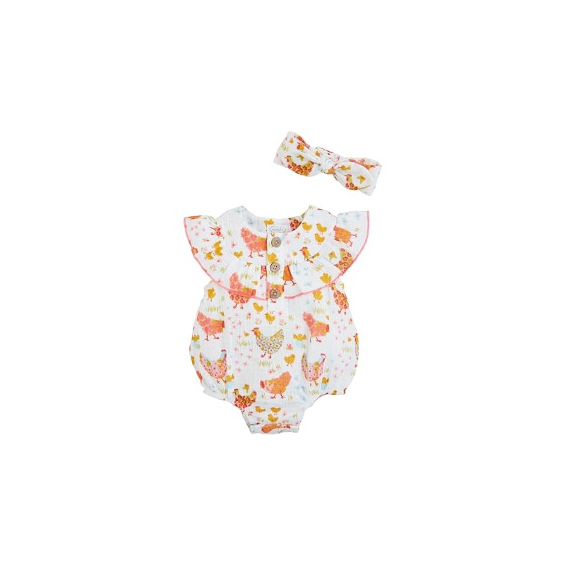 Mud Pie Baby Floral Chicken Bubble; 6-9 Months