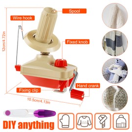 Yarn Ball Winder Hand Operated Low Noise Wool Winder with Scissors Portable Lightweight Wool String Winder Reusable Manual Wool Winder for Yarn Wool Fiber String (001)