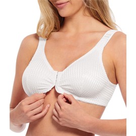 Carole Martin Wirefree Front Closure Bra for Women with Adjustable Straps White