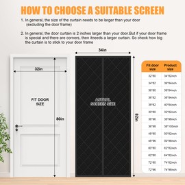 LIAMST Magnetic Thermal Insulated Curtain, Fits 32" x 80" Door, Center Opening, Durable Oxford Cloth & Thicken Polyester Fiber, Weighted Bottom, Temporary Thermal Curtain