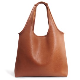 HOXIS Women's Hobo Bag Soft Vegan Leather Tote Oversized Slouchy Handbag for Shopping,Weekender,Work (Brown)