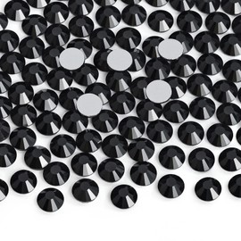 Jollin Glue Fix Crystal Flatback Rhinestones Glass Diamantes Gems for Crafting Nail Art Crafts Decorations Clothes Shoes 4.0mm (ss16 1440pcs, Jet)