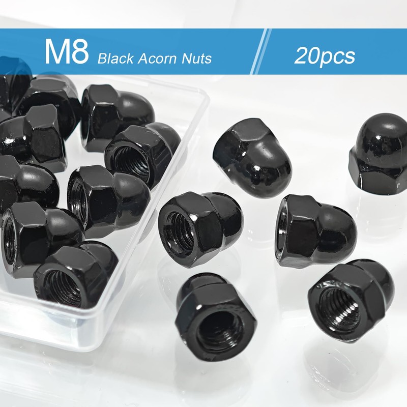M8 Acorn Nuts 20PCS Black M8-1.25 304 Stainless Steel(18-8) Acorn