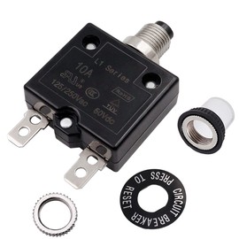 smseace 10Amp Electric Button Breaker 125/250VAC,Thermal Overload Protector L1 Series with Manual Reset, Waterproof Button Cap L1-10A