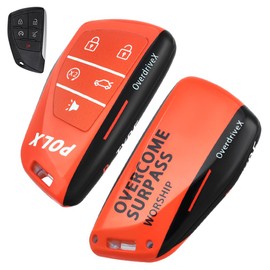 EnerCharge for Chevy/GMC Key Fob Cover,Racing Style PC Key Cover Case Suitable for 2022 2023 2024 2025 Silverado,5-Buttons (Orange)