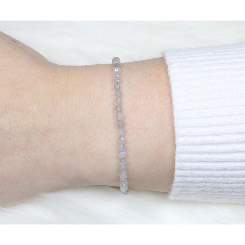 Echtes Labradorit Edelstein Armband mit facettierten 3mm Perlen - verschiedene