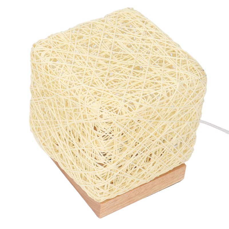 Rattan Table Lamp with LED Bulb USB Powered Decorative Hand