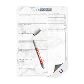 TOBJA® Magnetic Menu Planner Wipeable with Pen - Meal Planner Week Wipeable Magnetic Board Kitchen Whiteboard Magnetic Weekly Planner Meal Plan Fridge (Magnetic)