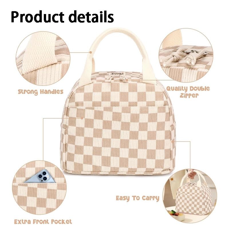 Lunch Bag ‌，Reusable Corduroy Lunch Box Keep Warm and Fresh