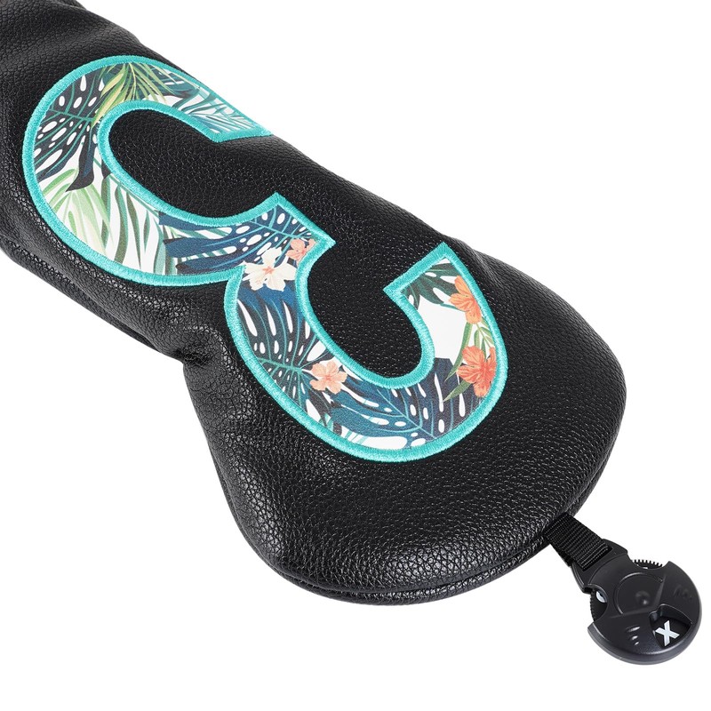 Black Golf Fairway Wood #3 Club Headcovers Cover Floral Large